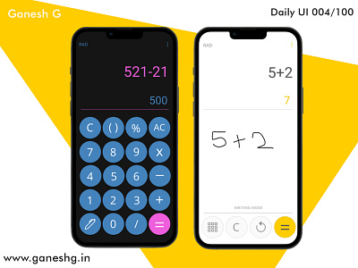 Calculator - Regular Numpad and Handwriting types app branding calculator colours conistentcy dailyui design gold graphic pastel ui ux white yellow