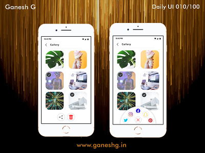 Social Share Button in Gallery app branding conistentcy dailyui design illustration logo ui ux vector