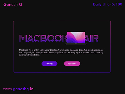 Info Card for Mac Book Air app branding conistentcy dailyui design illustration logo ui ux vector