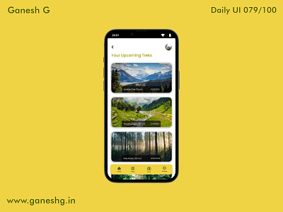 Upcoming treks Itinerary app branding conistentcy dailyui design illustration logo ui ux vector
