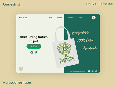 Eco Friendly Bag Advertisement app branding conistentcy dailyui design illustration logo ui ux vector