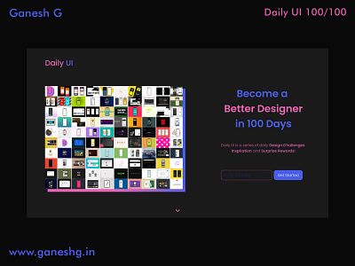 Daily UI Landing Page. Day 100 100thday app branding conistentcy dailyui design final ganeshg illustration logo resurgence99 ui uidesign ux uxdesign vector