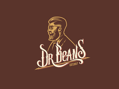 dr. Beans lettering logo old portrait retro school vintage