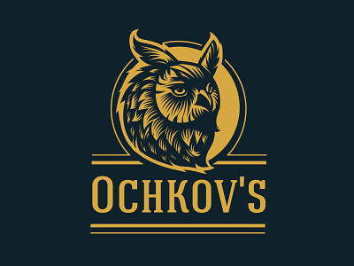 Ochkov's bird engraving handcrafted lettering logo old owl retro school vintage