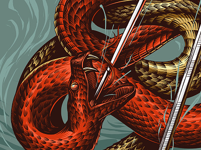 2 Evils for art art engraving evil poster snake