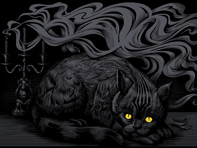 See no evil art cat cg art drawing ink drawining engraving graphic art graphic artist poster art