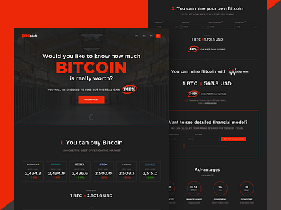 BTCstat bitcoin landing red website