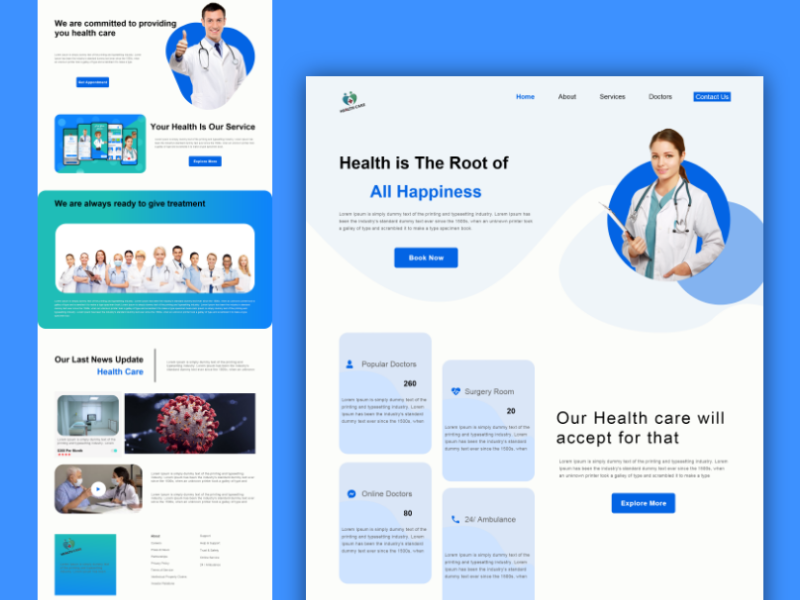 Health Care Hospital Web Page Design by Nazmul UX UI on Dribbble