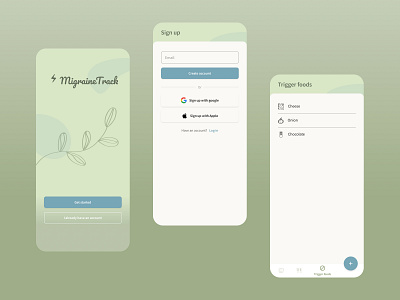 Migraine track app appdesign design firstpage login migraine ui ux