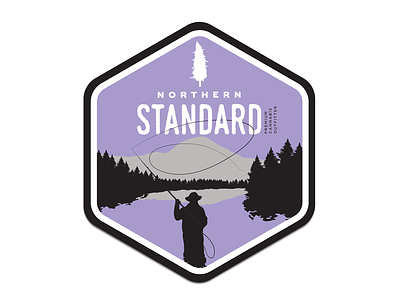 The Cast - Northern Standard fishing fly illustration river silhouette sticker