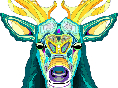 Elk Bust - Northern Standard elk illustration trippy