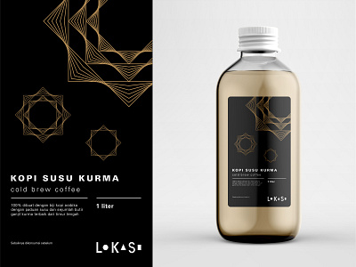 Kopi Susu Kurma Label Design design eid al fitr eid mubarak geometric grid idul fitri islamic label design label packaging layout modern packaging typography