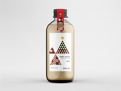 Christmas Edition Coffee Label Design christmas christmas tree coffee coffee label design geometric grid label label design label packaging layout packaging design typography