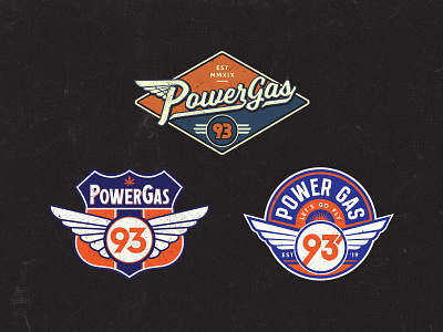 Powergas 93 Logo badge badge design badge logo logo logo design motorcycle badge typogaphy vintage badge