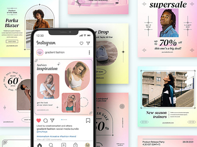 Gradient Fashion Social Media gradient instagram layout poster social media typography
