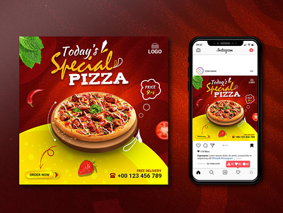 Pizza Social Media Post Design. branding burger burger king burger menu colorfull design food media pizza pizza box pizza hut pizza logo pizza menu poster promotion restaurant social social media banner social media design socialmedia