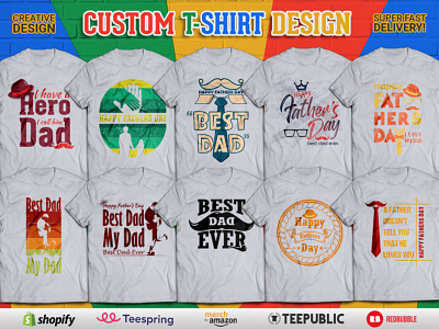 Trendy custom graphic t-shirt designs.