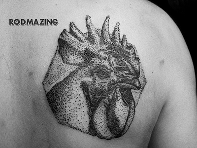 Gallo with Latino Flavah. Dotwork Tattoo