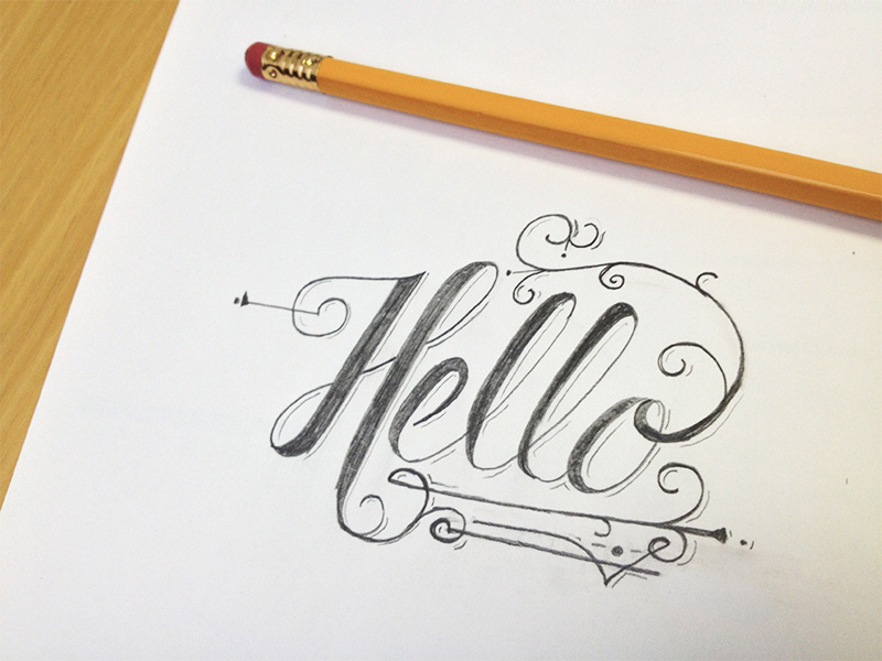 Hello Love sketch type typography drawing pencil design hello greeting