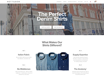 Mott Bow Denim Shirt Landingpage denim landing page denim shirts landing page mott bow the perfect denim shirts