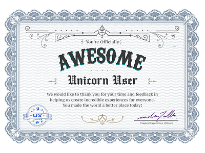 Users' Awesomeness Certificate awesomeness certificate certified unicorn saudi ui usability user research ux uxbert