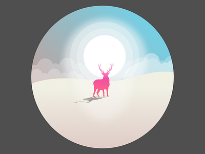 Pink Deer deer desert illustration pink sunshine