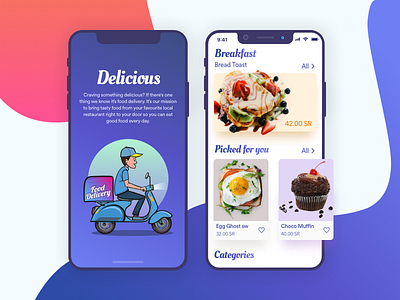 Delicious Food Delivery delivery delivery app delivery service food food and beverage food app ios iphone x ui ui ux design uxbert