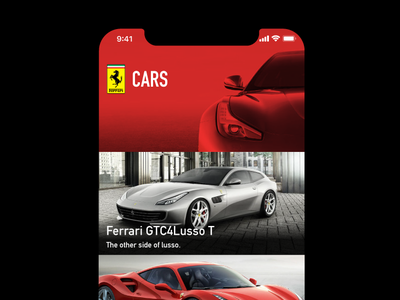 Ferrari! app automobile cars design iphone x saudi ui user experience ux