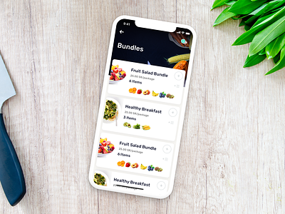 Healthy Bundles - delivery app app delivery farm fruites healthy ios iphone x kitchen salad vegetables