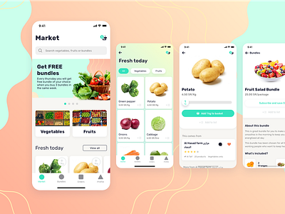 Fruits and Vegetables delivery app buy cart farm fruits iphone market ui ui design ux vegetables