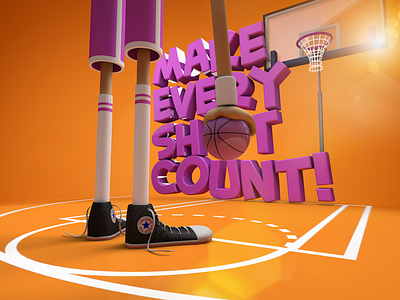 Make Every Shot Count! 3d basketball illustration