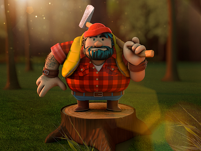 Lumberjack 3d character illustration lumberjack