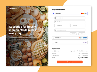 #DailyUI Day 2 - Credit Card Checkout design figma fruit orange ui ui design web design website