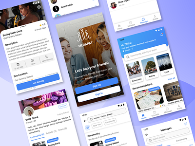 Merapat Apps - Join Community & Activity app blue case study community design figma mobile ui ui design ux ux design