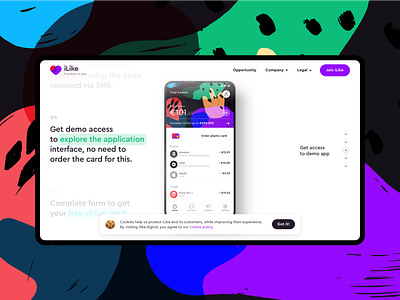 iLike — Mobile Banking Website bankingapp design flat logo minimal mobile app ui ux web website