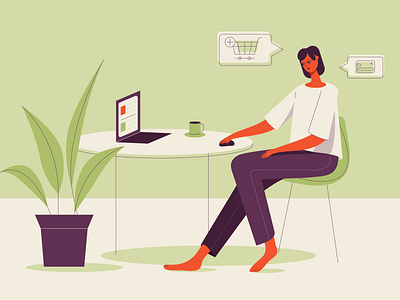 Online shopping. Flat vector illustration.