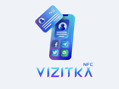 NFC business card 3d adobe illustrator business card graphic design illustration nfc phone smartphone social network vector