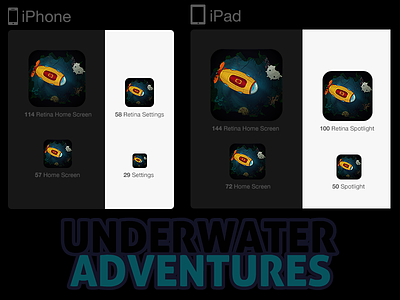 Game Icon: Underwater Adventures adventure game icon ios ipad iphone submarine underwater