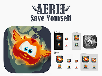 Game icon for upcoming iOS Game aerie app cartoon character design game icon ios memostudios mobile sybsoftware
