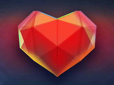 Heart 3d geometry heart polygon vector