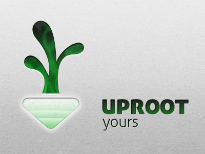 Uproot - a File Sharing App logo branding root green arrow turnip mario