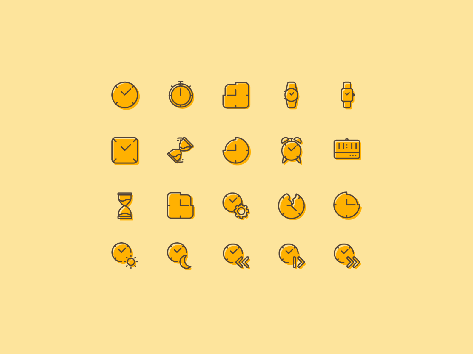 Flat clock icons by One Pixel Left on Dribbble