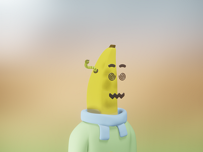 Banana in shock 3d banana character design graphic design illustration illustrator nft vector web web design
