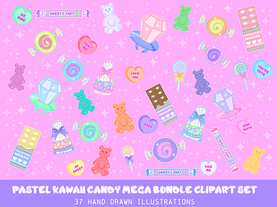 Pastel Kawaii Candy Mega Bundle Clipart Set