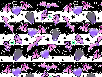 Pastel Goth Striped Surface Pattern Design