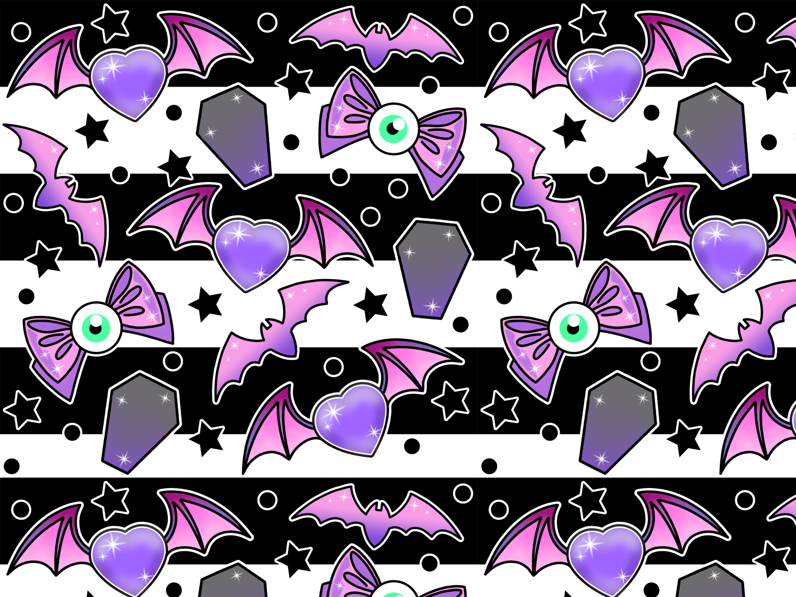 Pastel Goth Striped Surface Pattern Design by Klaryssa Nicole Korol on