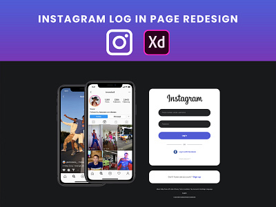 Instagram log in page redesign adobe xd design ui ui kit ux web web design web kit website website design