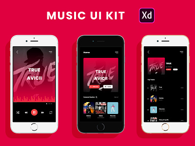 Music app UI Kit made with XD adobe xd app design mobile app ui ui kit ux