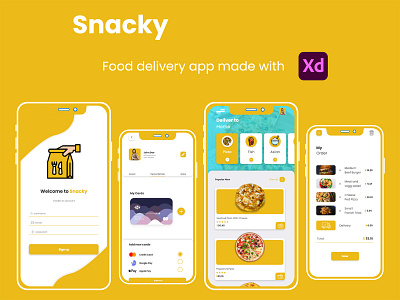 Snacky Food Delivery XD App adobe xd app mobile app mobile design ui ui kit ui kit design uidesign ux ux design