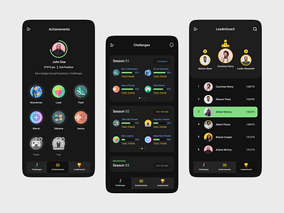 Leaderboard App achievements app badges card challenegs creative design design game inspiration leaderboard mobile app mobile design score ui ux